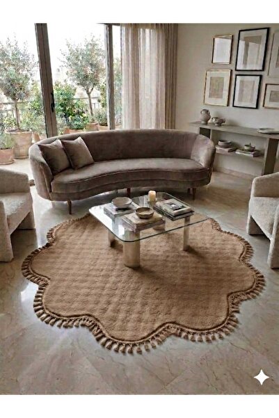 ALTUN CARPET Modern Babil Ponpon Fringed Daisy Post Plush Anti-Slip Base Gel ...