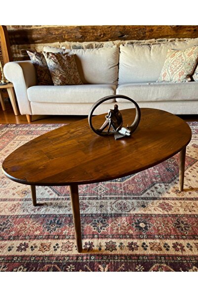 Senka Wood Doğal Masif Ahşap Modern İskandinav asimetrik Orta Sehpa renk CEVİZ