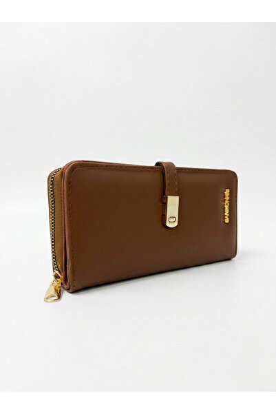 Sanmorris Women's Faux Leather Wallet with Gold Buckle and Phone Compartment