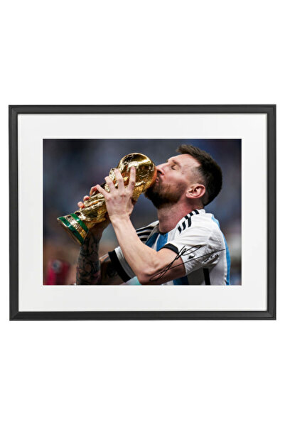 Boomah Accessories ملصق موقّع ليونيل ميسي بطل الأرجنتين مع إطار 50×40 سم