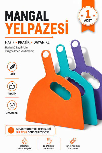 Alıç Flora Mangal Yelpazesi Çift Tutamaçlı 1 Adet- Kolay Kullanım Barbekü Aks...