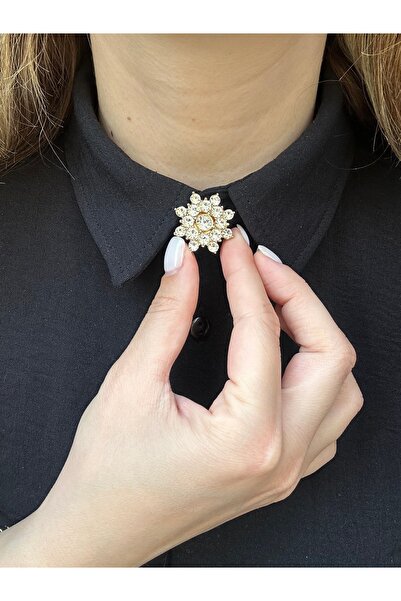 RENDA ACCESSORY Zirkon Taş Çiçek Düğme Kapağı
