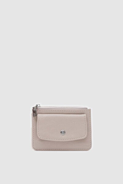 Shule Bags حامل بطاقات نسائي مع غطاء كريمي اللون