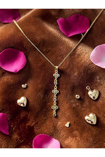 ahsenaksesuar2025 Gold and Silver Color Triple Daisy Model Dangling Zircon St...