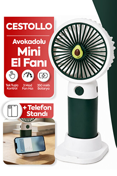 Cestello Avakado Tasarım 3 Kademeli Sessiz Mini El Masa Fan Vantilatör Turbo ...