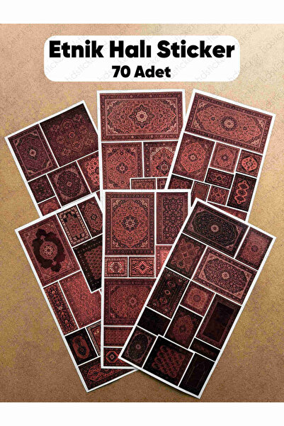 hdsticker 70 Adet Etnik Halı Kilim Desenli Motif Vintage Bohem Ajanda Defter ...
