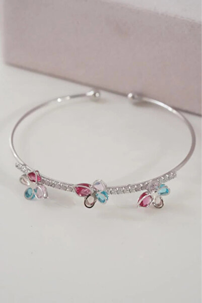AŞIK ACCESSORIES Colorful stone butterfly clasp bracelet 2