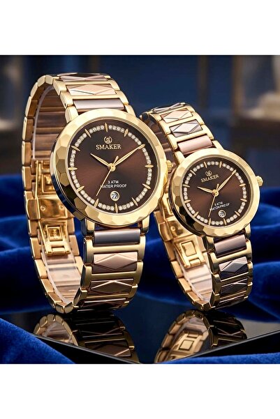 SMAKER Couple Watch Set – His & Her 3ATM Waterproof Watches – Stainless Steel...