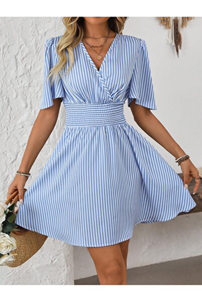 Iuliashop Betty White Short Dress with Blue Stripes - M