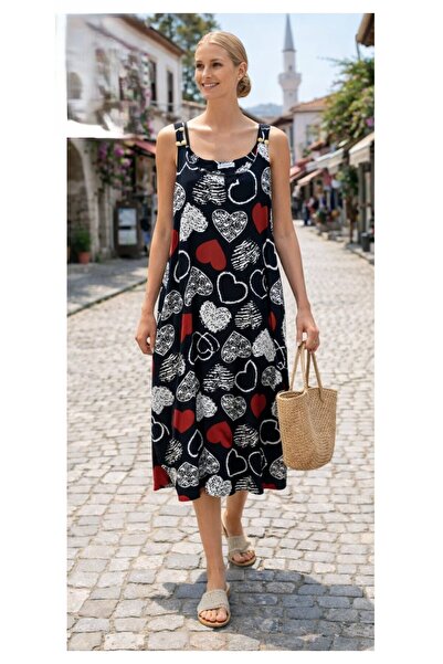 Arya Nisa Kids 100% Cotton Patterned Crew Neck Sleeveless Long Summer Dress