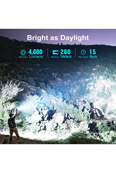 OLİGHT Seeker 4 Pro CW (Matte Black), 4600 Lumens LED Flashlight, 260m Beam Rechargeable Tactical Light, for Camping, Hiking, Law Enforcement