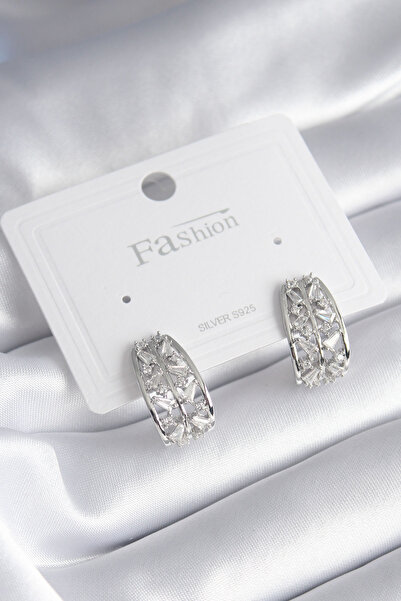 ETC Brass Silver Color Zircon Stone Women's Earrings 5886 - Miyng6097-8138