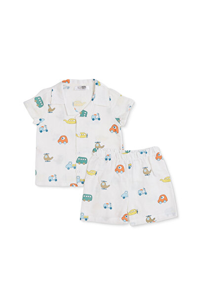 ebebek Hello Baby HelloBaby Erkek Bebek Pijama Takımı Araba Baskılı Düğmeli B...