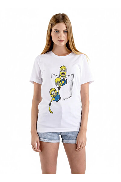 ışıltı sepeti 🍌 Komik Sarı Karakter Baskılı Beyaz Unisex Tişört – Eğlenceli ...