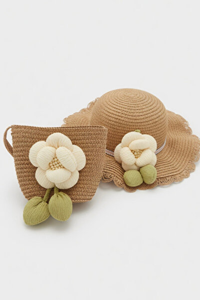Mollycrush Gift for Girls: Large Flower Detailed Summer Straw Hat and Bag Set...