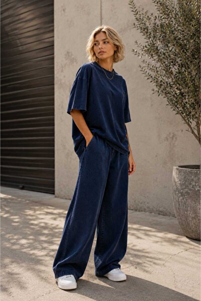 ZAVIXO Women's 2-Piece Washable Oversize Set Comfortable Casual Street Style