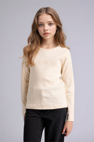 DeFacto Tricou cu mânecă lungă, slim fit, cu decolteu rotund, pentru fete G08...