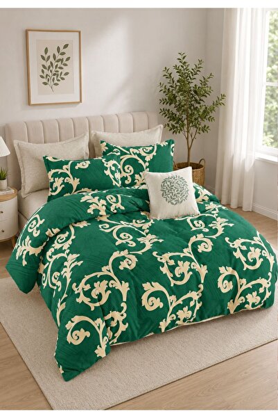 ELEGANZA Finet Duvet Cover Set with Stretchy 6 pieces – royal green model