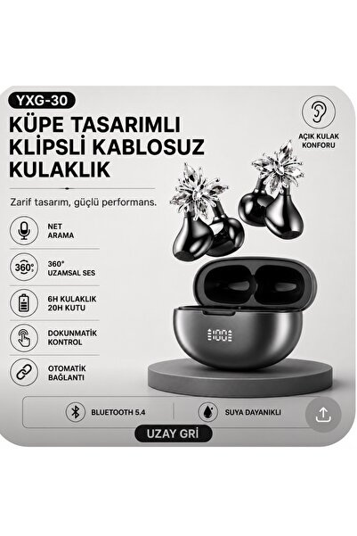 Voground YXG-30 Küpe Tasarımlı Kablosuz Bluetooth Kulaklık Bluetooth 5.4 HD Ses