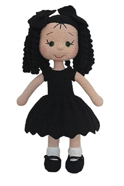 OYUNCAKPARK Siyah İnci Kıvırcık Saçlı Karnaval Bebek Amigurumi Organik Oyuncak
