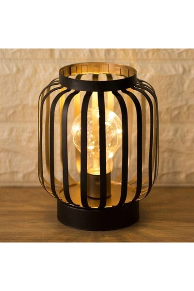 DAsiNU Lampa Metalica Neagra Roz Aurie cu 8 Becuri LED de Masa si Baterii 13....