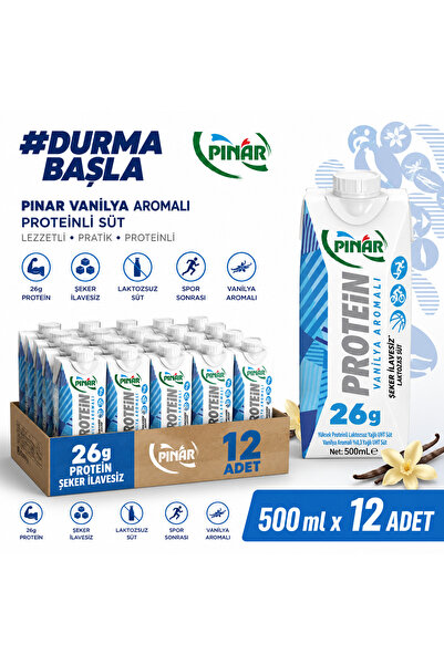 Pınar Laktozsuz Vanilyalı Proteinli Süt 500 ml x 12 Adet