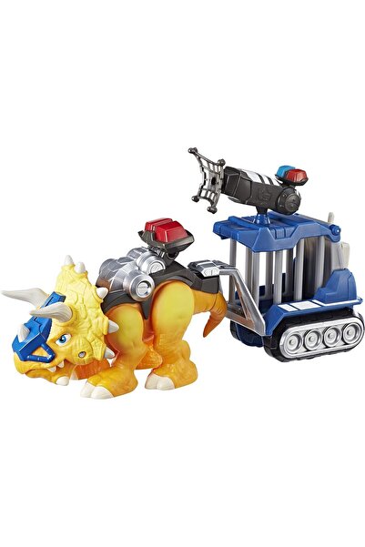 Playskool مجموعة تشومب سكواد أوفيسر لوك أب، تمثال ديناصور تريسيراتوبس، لعبة ش...