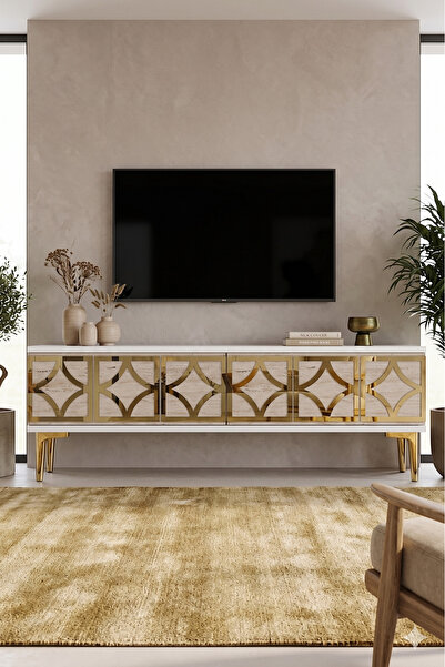 YUMEDİ DESİGN TSA1237BTG - PLOVDİV TV STAND , TV SEHPASI 120CM BEYAZ-TRAVERTE...