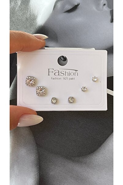 Twinssis Accessories طقم أقراط من حجر الزركون بتصميم بسيط