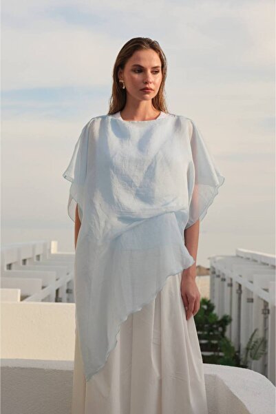 manana fashion Lyocell Fabric Asymmetrical Cut Chiffon Blouse