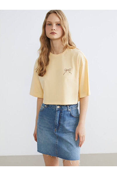 LC Waikiki Nevavm Oval Collar Printed Oversize Women's Crop Top