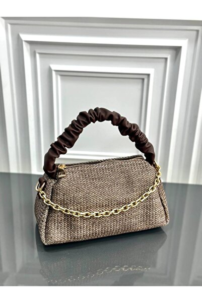 çkn sedat çakan çanta & fular & aksesuar Jute Straw Women's Hand Shoulder Cro...