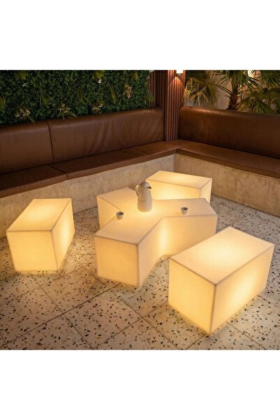 MYASEM STORE LED Outdoor Seating Set Y Shape Chair with 3 Benches Illuminated...