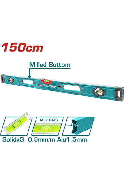 TOTAL - BUBBLE LEVEL - 150CM - 0.5MM PRECISION (INDUSTRIAL)