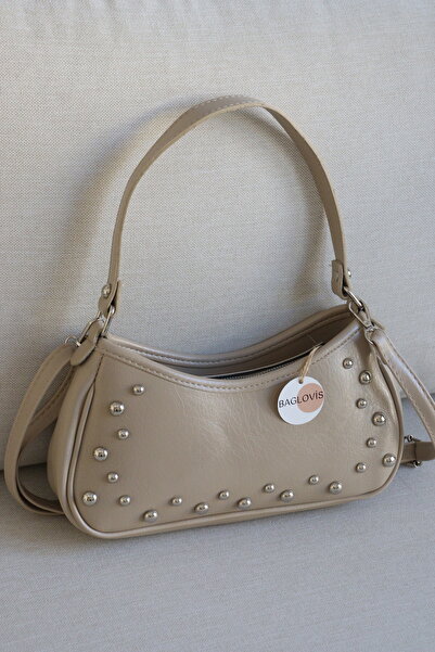 BAGLOVİS Trok Detailed Women's Shoulder Bag Curved Baguette Model Stylish and...