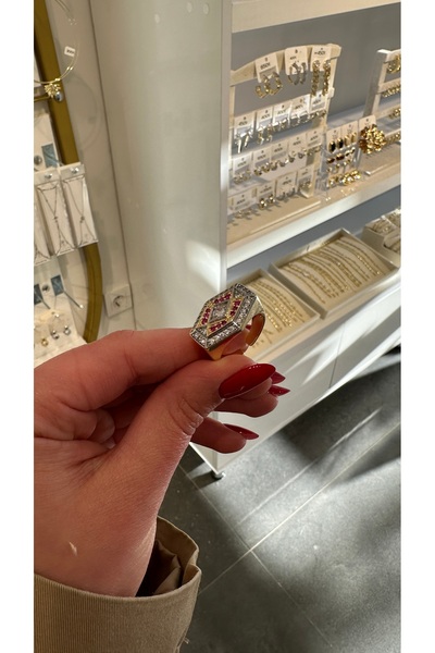 GLARE JEWELRY CO خاتم من الفولاذ المقاوم للصدأ قابل للتعديل مرصع بحجر الزركون