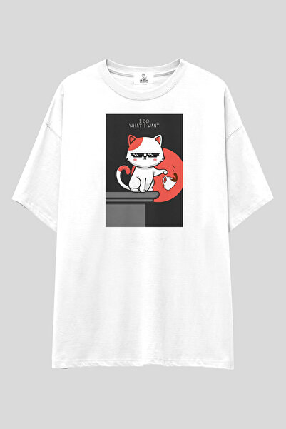 UmbraWear Tricou cu imprimeu pisică „Fac ce vreau” |   Tricou unisex, 100% bu...