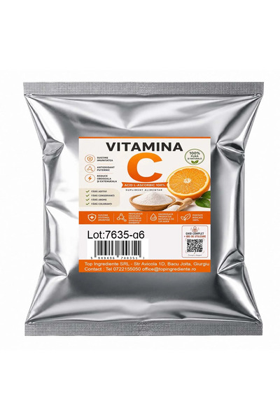 Top Ingrediente Vitamina C Pudra -(Acid L-Ascorbic) - Antioxidant - 250g