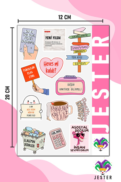 Jester ملصقات تحفيزية، ملصقات، دفتر يوميات، أجندة، مخطط، دفتر ملاحظات، سكرابوك