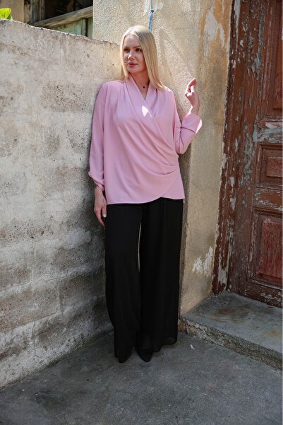 Javelin Collection Double-Breasted Side Draped Blouse
