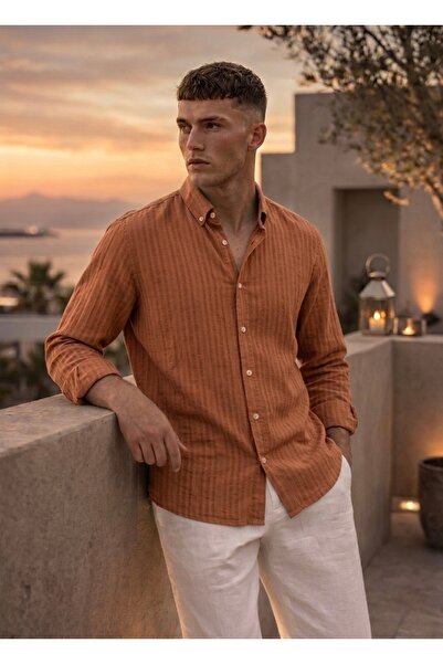 MFU collection Half Oversize Long Sleeve Collared Men's Shirt