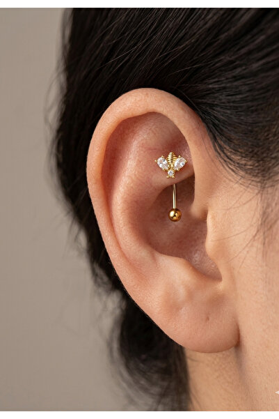 kurukafagift Rook Çelik Piercing Arı Figürlü Zirkon Taşlı