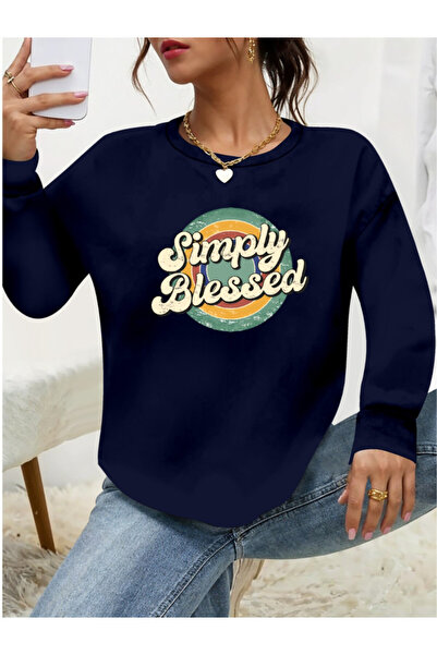 Efnaz style    Women's Long Sleeve Crew Neck Viscose Two Thread Blouse