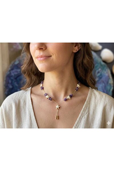 CLOVER JEWELRY Starfish Natural Stone Summer Women's Necklace