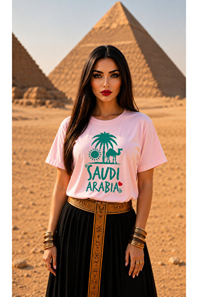 VODEXA Tricou oversize unisex cu imprimeu Arabia, 100% bumbac, croială confor...