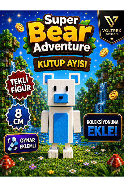 voltrex design Super Bear Adventure Kutup Ayısı Figür Oyuncak | Oynar Eklemli...