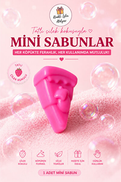 renkli izler atölyesi Strawberry Scented Mini Sweet Design Hand Soap Pink Dre...
