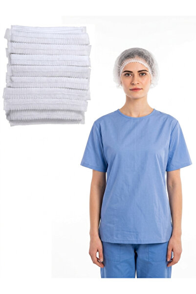 FWM Disposable bouffant caps, white, non-woven, 100 pieces, for beauty, kitch...