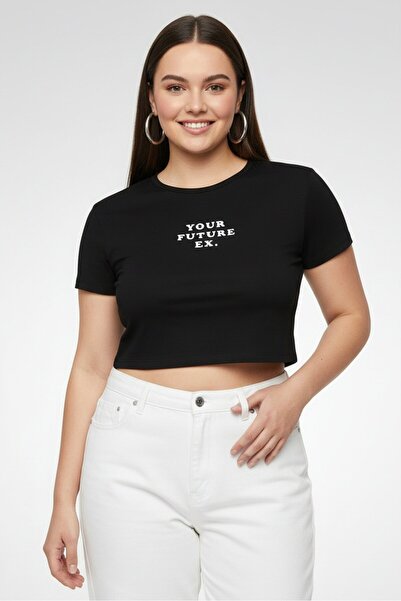 Don't Call Me Jennyfer Women Crew Neck Graphic Print Short Sleeve Cropped Top...