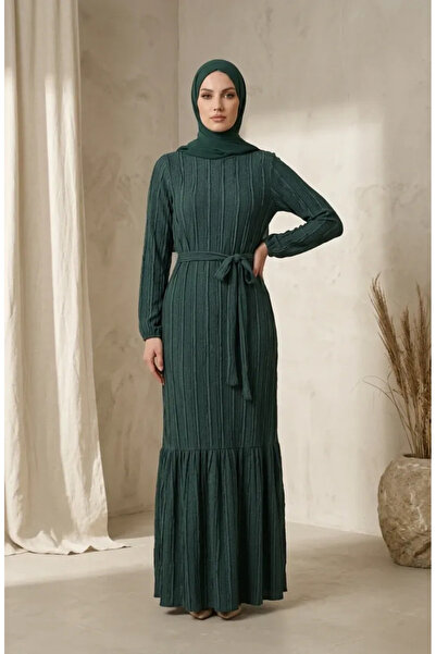 sefamerve Drawstring Belted Dress 0551-05 Green